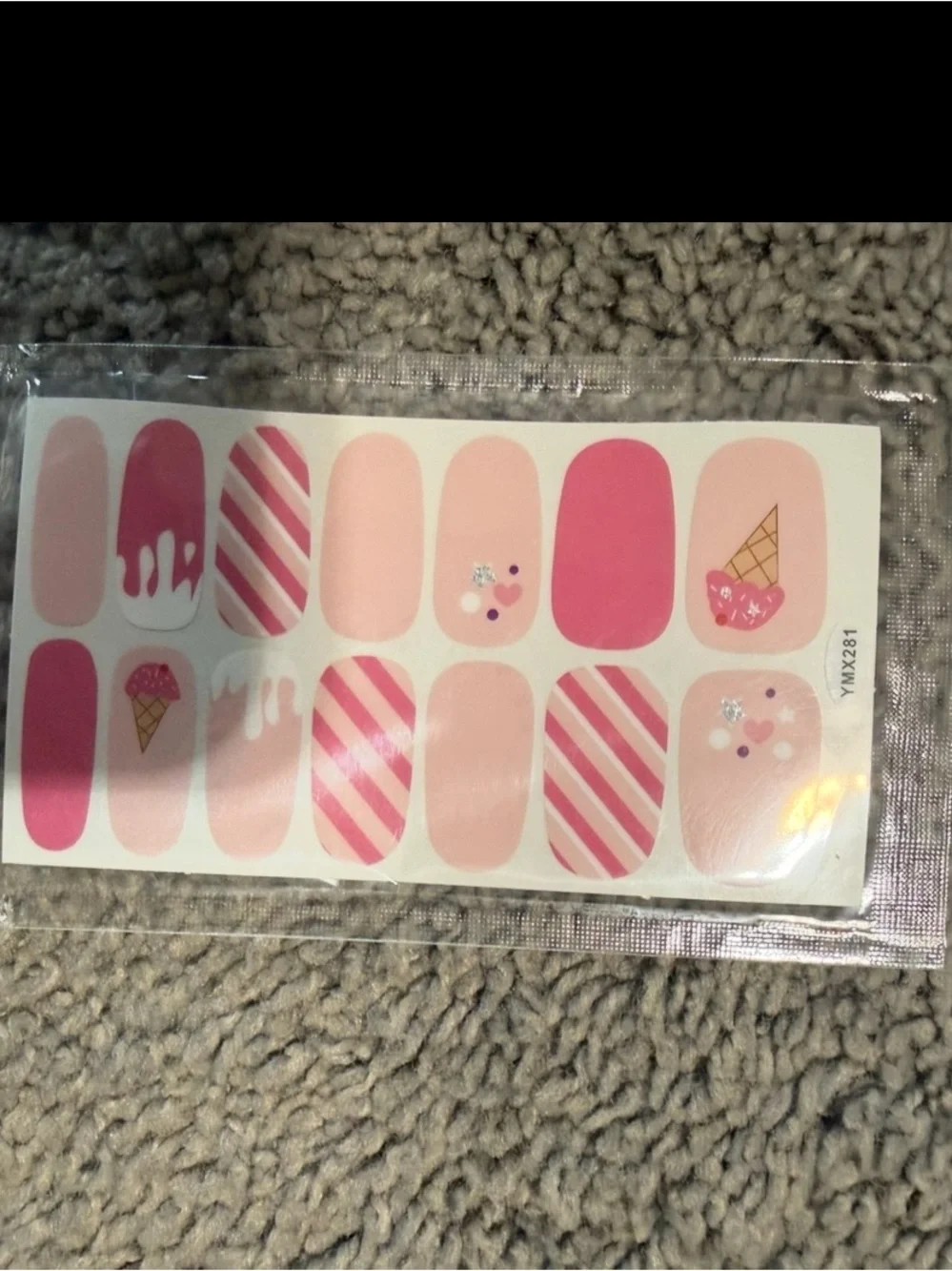 $2 Pink Ice Cream Nail Wraps $2 WITH ANY $10 ORDER OR MORE ITEMS